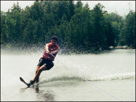 Michael waterskiing